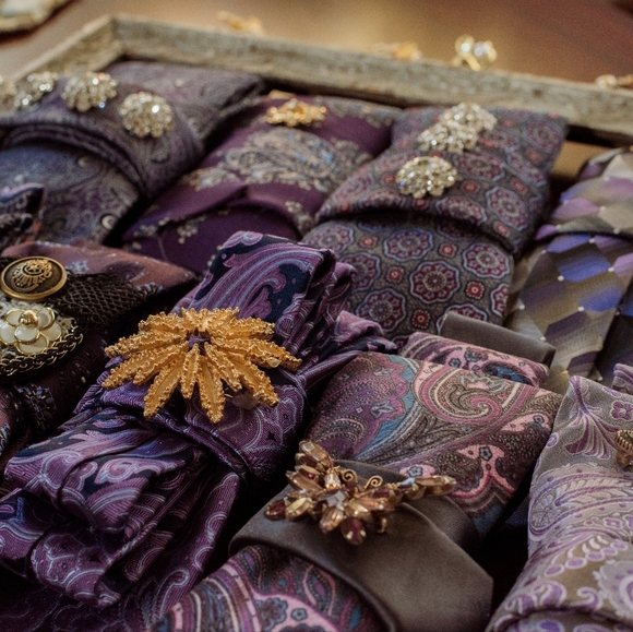 Coming Soon- Statement Upcycled Necktie, Interchangeable With Any Necklace - Picture 3 of 5